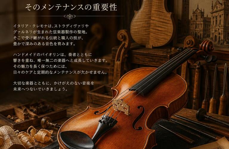 音楽を育む、クレモナのハンドメイドバイオリンとそのメンテナンスの重要性
